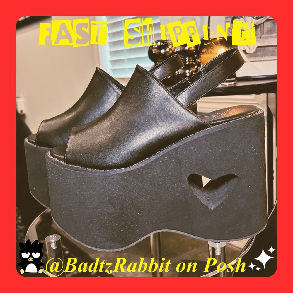 Dolls Kill Platform Heart Cutout Wedges | Heels | SIZE 9